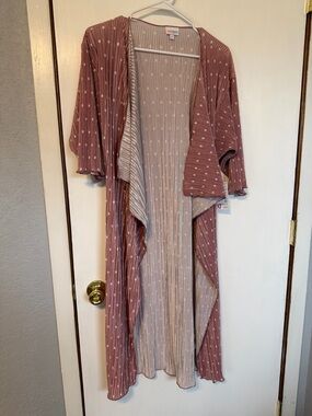 LuLaRoe Rose Pink Polka Dot Pleated Duster